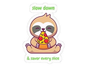 Sloth Pizza Kiss-Cut Sticker | Fun Laptop Decal