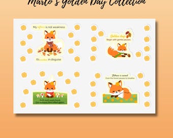 Fox Sticker Sheet | Cozy Quotes, Marigold Magic & Autumn Vibes for Planners, Journals, etc...