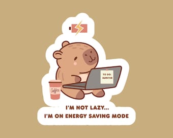 Low Battery High Caffeine | Capybara Sticker