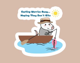 Patience Possum Fishing Vinyl Sticker | Self-Care Gift