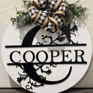 Custom Engraved Wood Door Hanger: Rustic Farmhouse Welcome Sign
