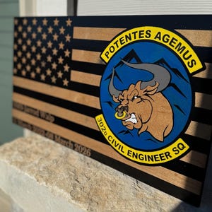 Custom American Flag Military Plaque: Retirement, PCS Gift