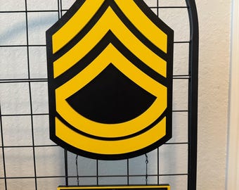 Sagoma personalizzata di grado militare: targa in legno, regalo per promozione/pensionamento