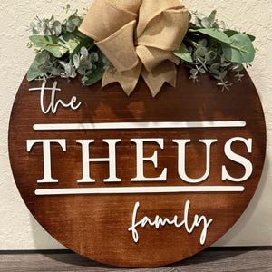 Custom Wood Engraved Door Hanger: Rustic Farmhouse Welcome Sign