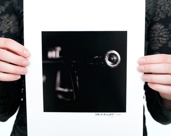 Trumpet II Photograph (6 x 6 inch Fine Art Print) Black & White Music Photography Musical Wall Art