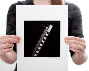 Harmonica I Photograph (6 x 6 inch Fine Art Print) Black & White Music Photography