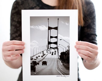 Jacksonville Florida Bridge Photograph (6 x 9 inch Fine Art Print) Black & White City Photography