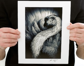 Emu Bird Photograph (9 x 6 inch Fine Art Print) Split-Toned Black & White Nature Photography