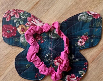 Petal Quilted Fairy Wings - Teal and Pink Floral