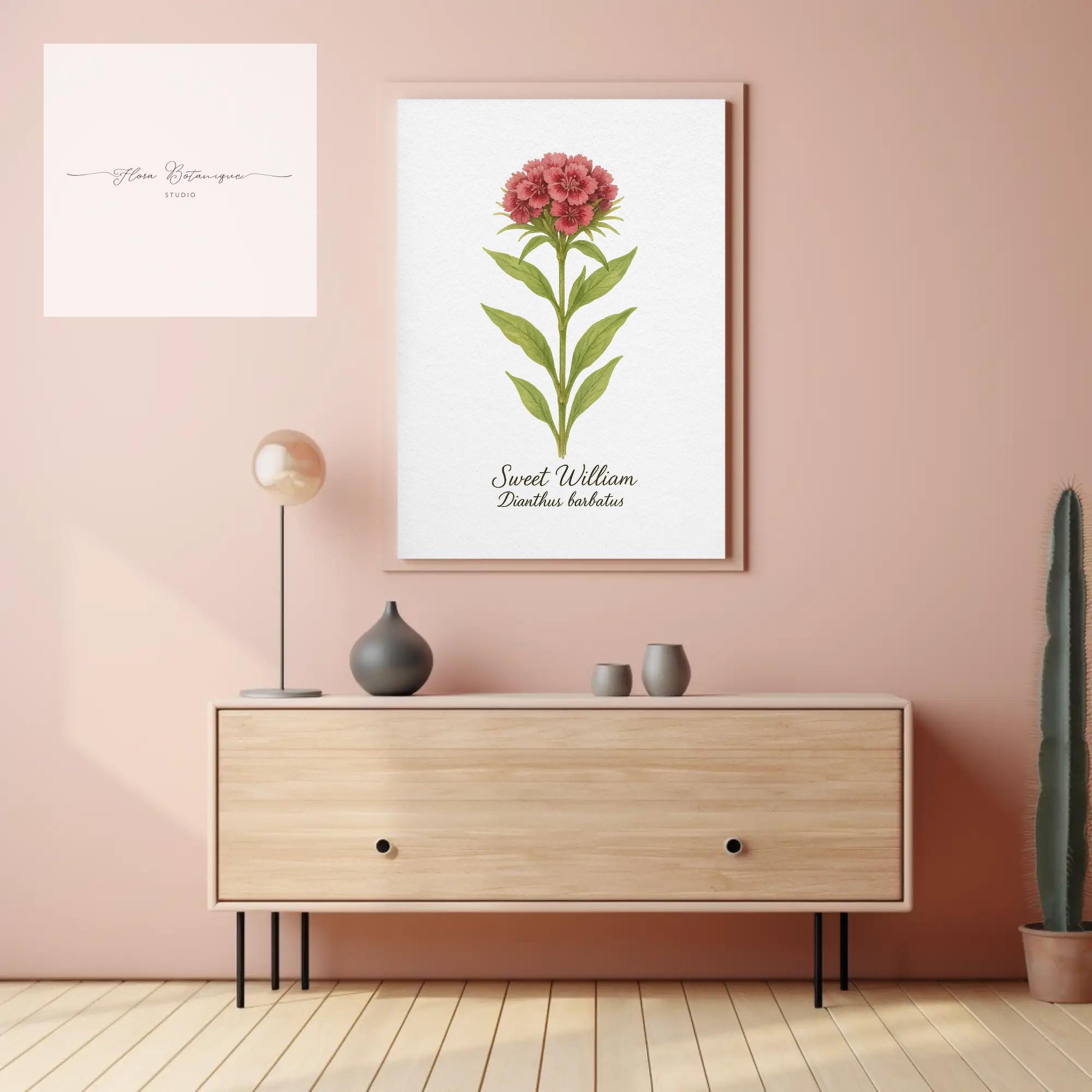 Sweet William Botanical Print – Vintage Floral A4 Wall Art for