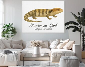 Blue-tongue Skink (Tiliqua scincoides) Printable Wall Art • Scientific Watercolour – A4