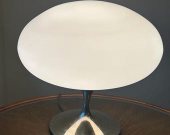 MCM Mid Century Modern Bill Curry Laurel Light Mushroom Lamp Brushed Chrome 60’s