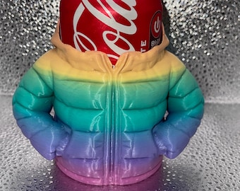 Puffer Jacket Drink Holder | 3D Printed Can Holder | Funny Soda Can Cozy | Novelty Desk Accessory | Unique Gift