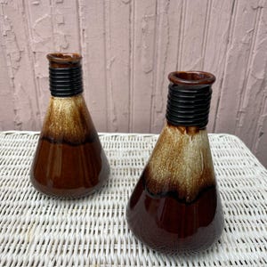 MCM brown drip glaze vases