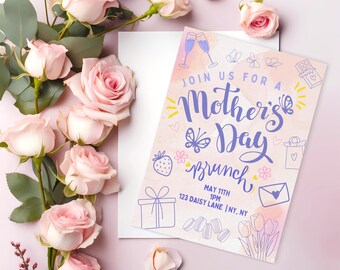 Floral Mother's Day Brunch Invitation | Editable Canva Template (Digital Download)