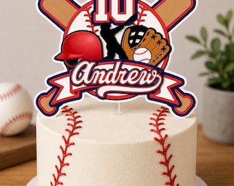 Custom 3D Baseball Cake Topper, Personalized Name & Age Sports Birthday Party Decor, Handmade Layered Paper Cake Decoration