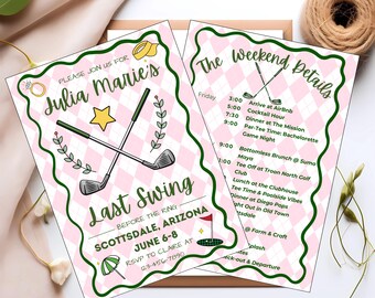 Golf Bachelorette Invitation | Last Swing Before the Ring (Canva Editable, 5x7, Digital Download)