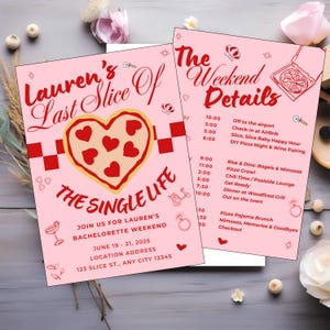 Last Slice of the Single Life Bachelorette Invitation|5x7 Editable Canva Template |Canva Pro Required |Printable Pizza Party Invite Download