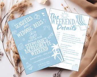 Coastal Bachelorette Party Invitation | Beach Bridal Invite (Canva Template)