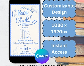 Book Club Invitation Template | Editable Cozy Evite (Digital)