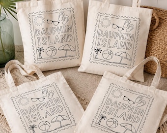 Gepersonaliseerde draagtas strandkleurend canvas | Reistas voor kinderen