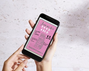 Editable Book Club Invitation Template | Digital Evite (1080x1920)