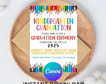 Editable Kindergarten Graduation Invitation | Colorful Party Flyer (Digital Download)