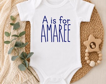 Personalized Baby Onesie | Custom Name Baby Bodysuit | Letter Is For Onesie | Baby Shower Gift | Newborn Outfit | Baby Name Gift