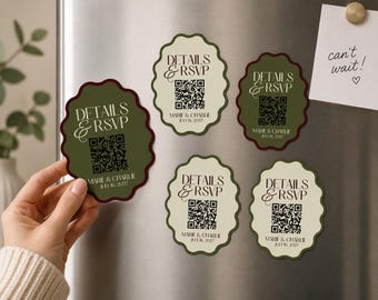 Wedding QR Code Magnet | Custom RSVP Fridge Magnet | Save the Date Magnet | Wedding Website Magnet | Personalized Wedding Magnet