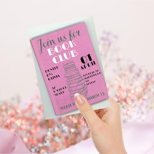 Book Club Invitation Template | 5x7 Editable Canva Design | Canva Pro Required | Printable Party Invite for Reading Groups & Book Lovers