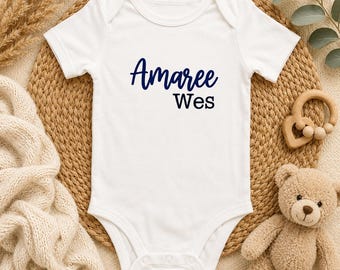 Personalized Baby Name Onesie | Custom Baby Bodysuit | First & Middle Name Outfit | Baby Shower Gift | Newborn Announcement Outfit