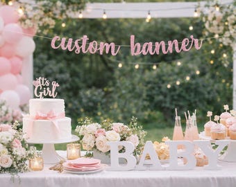 Aangepaste banner glitterscript / Gepersonaliseerde feestbanner / Vrijgezellenfeest / Bruidsdouche / Babyshower / Verjaardag / Bruiloftsdecor
