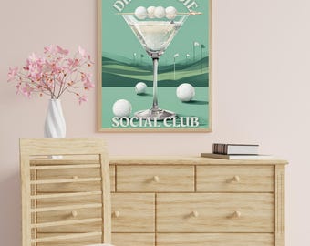Dirty Birdie Social Club Golf Poster | Vintage Golf Art, Fun Bar Decor, Golfers Retreat Wall Art, Perfect Golf Party Gift