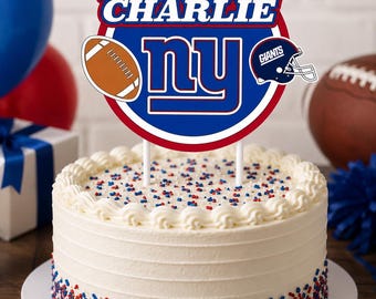 New York Giants Inspired Cake Topper | Personalized Football Birthday Cake Topper | Custom Sports Party Decor | NY Football Theme