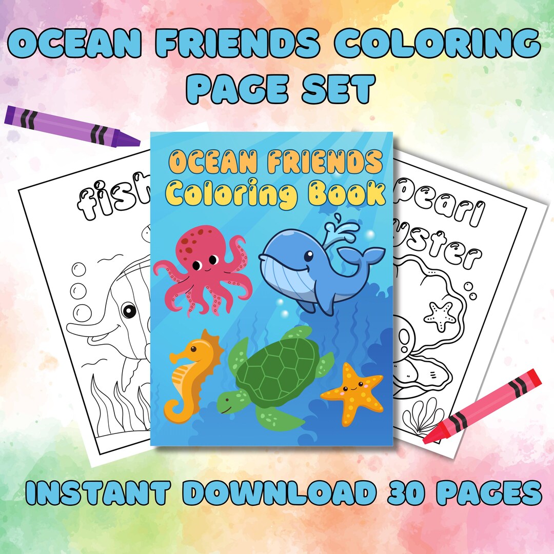 Ocean Friends Coloring Book for Kids, Sea Animals, Summer Fun ...