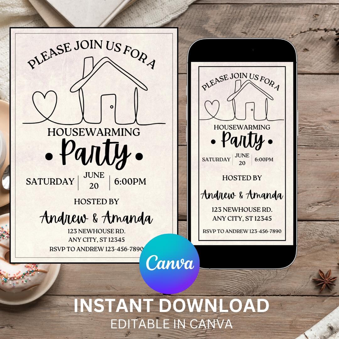 Modern Housewarming Invitation Template | Minimalist Design (digital ...