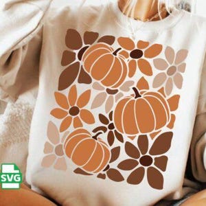 Kürbis Boho Blumen Herbst Shirt Design DTF Transfer, Sublimationstransfer, Bügelfertig, Boho Herbst Design, Herbst DTF Druck