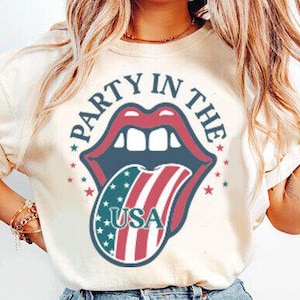 Retro Party in den USA patrotischen DTF TRANSFERS bereit, Bügelfolie, retro rot, weiß und blau Design, 4. Juli Shirt Design