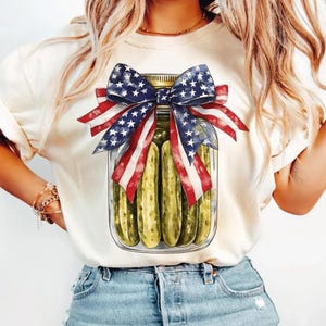 Augurk 4 juli patriottische DTF-OVERDRACHT klaar om te drukken warmteoverdracht, retro rood-wit-blauw ontwerp, 4 juli-shirtontwerp