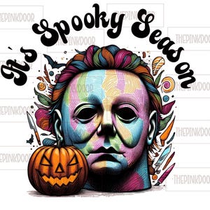 Halloween, la sua stagione spettrale PNG, film horror PNG, zucca colorata, download immediato, immagine digitale di Halloween