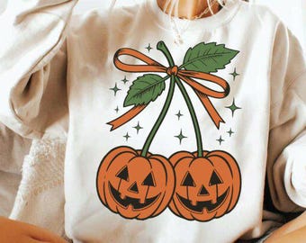 Pumpkin Cherries Halloween DTF Transfer, Ready to Press