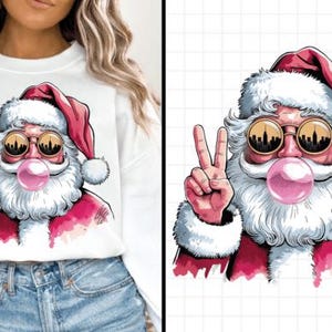 Retro Santa Bubble Christmas- DTF Transfer- Ready To Press DTF Transfer- Direct To Film - DTF Print- Christmas t-shirt transfer