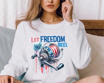 Let Freedom Reel DTF Transfer, Patriotic Fishing Shirt