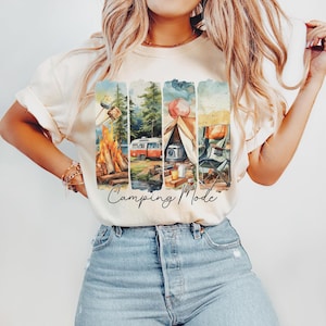 Modo de acampamento vida DTF TRANSFERS pronto para pressionar transferência de calor, transferência de sublimação, design de camisa de pinceladas de acampamento