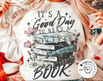 Transferência DTF para amantes de livros, pronta para impressão.