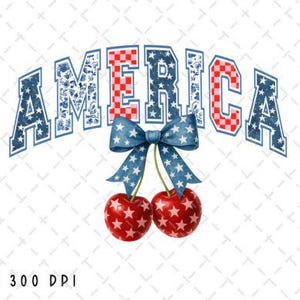 America coquette cherry 4 juillet transfert DTF prêt à presser transfert à chaud, transfert patriotique dtf, conception de tshirt 4 juillet