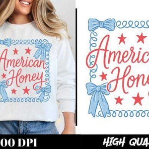 Amerikanischer Honig kokette Bogen USA 4. Juli DTF TRANSFER bereit, Hitzetransfer, Vaterländischen dtf Transfer, t-shirt Design zu drücken