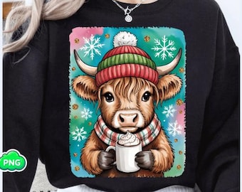 Christmas Cow DTF Transfer: Ready To Press Direct To Film Print