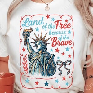Land der freien wegen des mutigen vierten Juli DTF TRANSFER bereit, Hitzetransfer, Vaterländischen dtf Transfer, 4. Juli Tshirt Design zu drücken