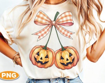 Pumpkin Cherries Halloween DTF Transfer, Fall Shirt Design